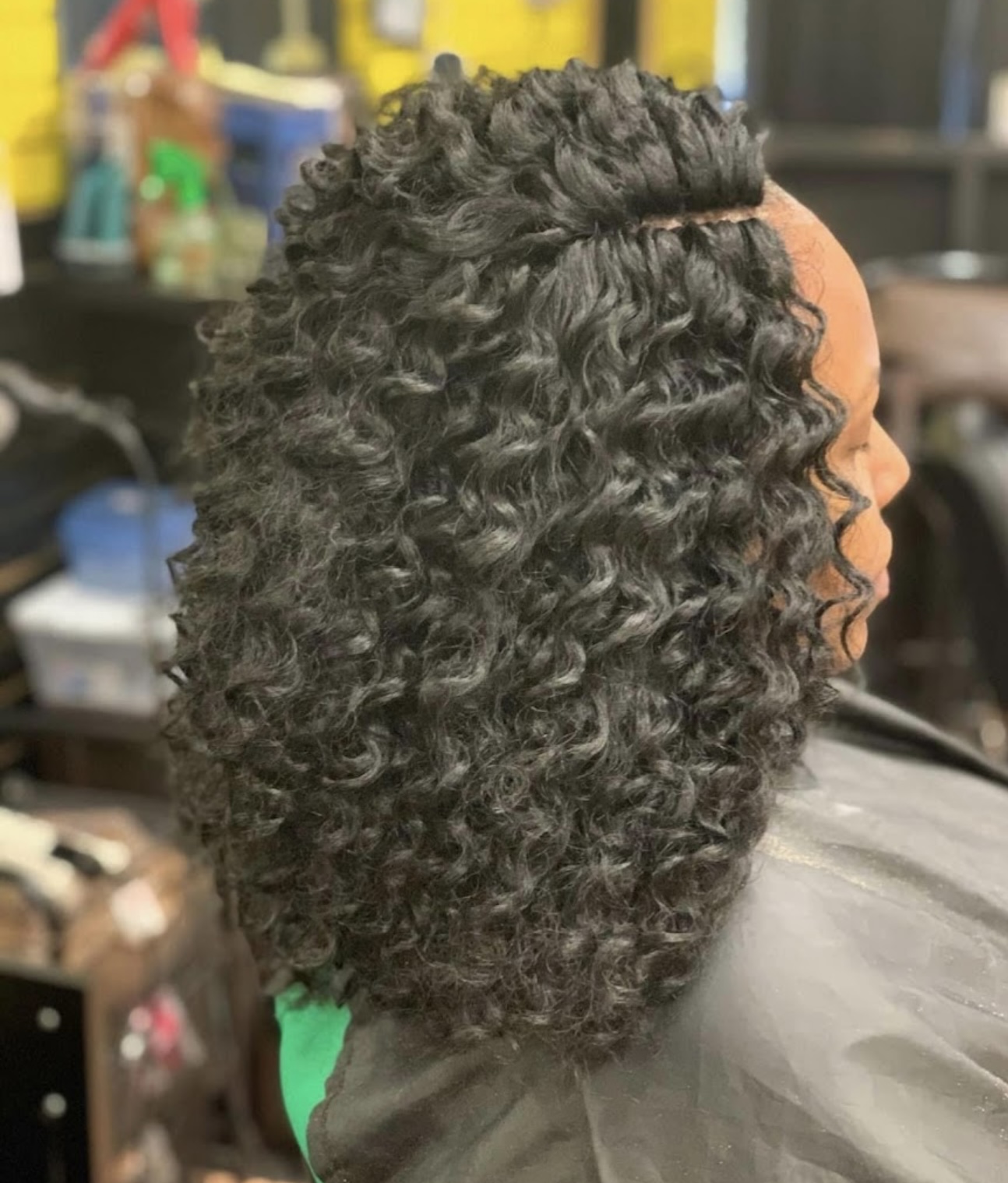 Deep wave curls from a sew in