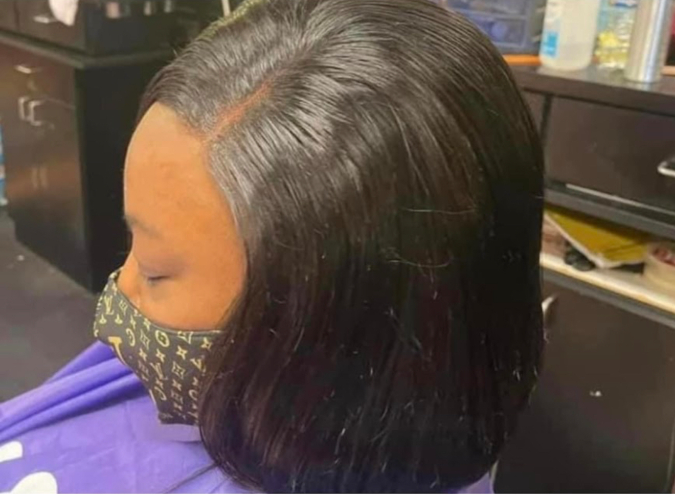 Sleek bob sew in, side profile