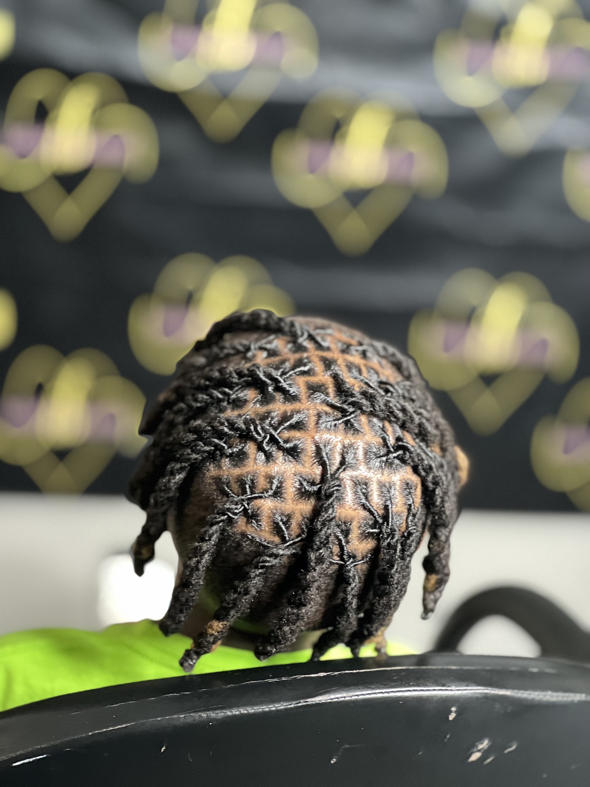 Short twists on a gold heart backdrop
